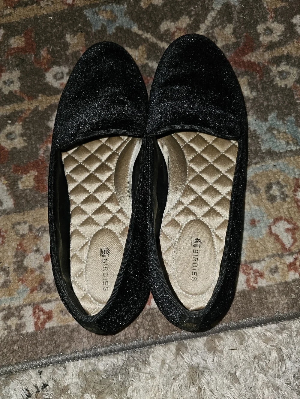 BIRDIES 'The Starling' Beautiful Black Velvet Slipons Loafers 8.5 Very Nice!